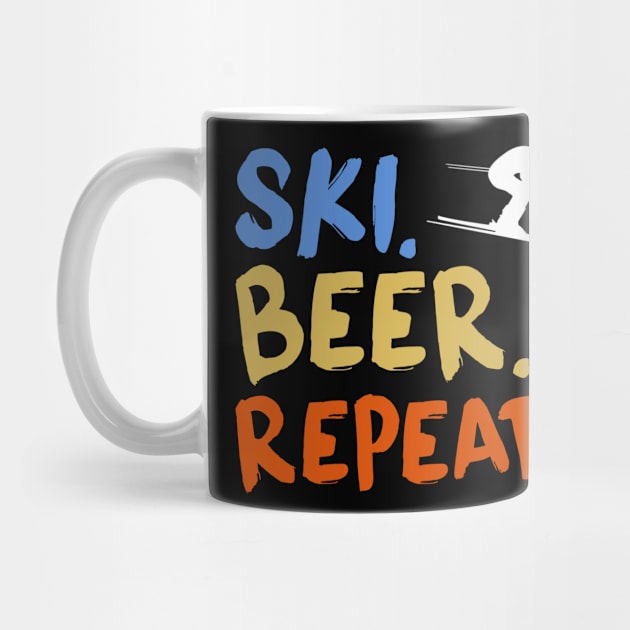 Ski Beer Repeat Funny Distressed by zellaarts